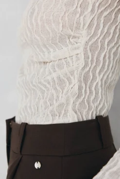 Pedro del Hierro T-Shirts-T-shirt estruturada de manga francesa Ecru