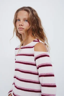 Springfield Kids T-Shirts-T-shirt feminina de chenille com ombros descobertos rosa