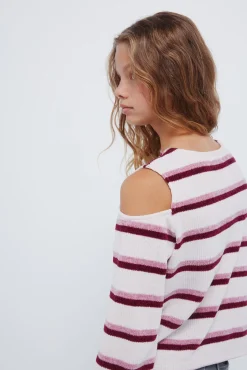 Springfield Kids T-Shirts-T-shirt feminina de chenille com ombros descobertos rosa