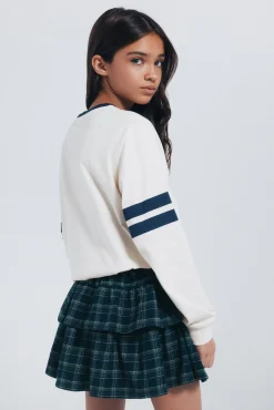 Springfield Kids T-Shirts-T-shirt feminina de manga comprida Varsity Dog branco