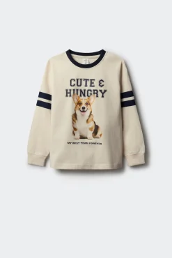 Springfield Kids T-Shirts-T-shirt feminina de manga comprida Varsity Dog branco