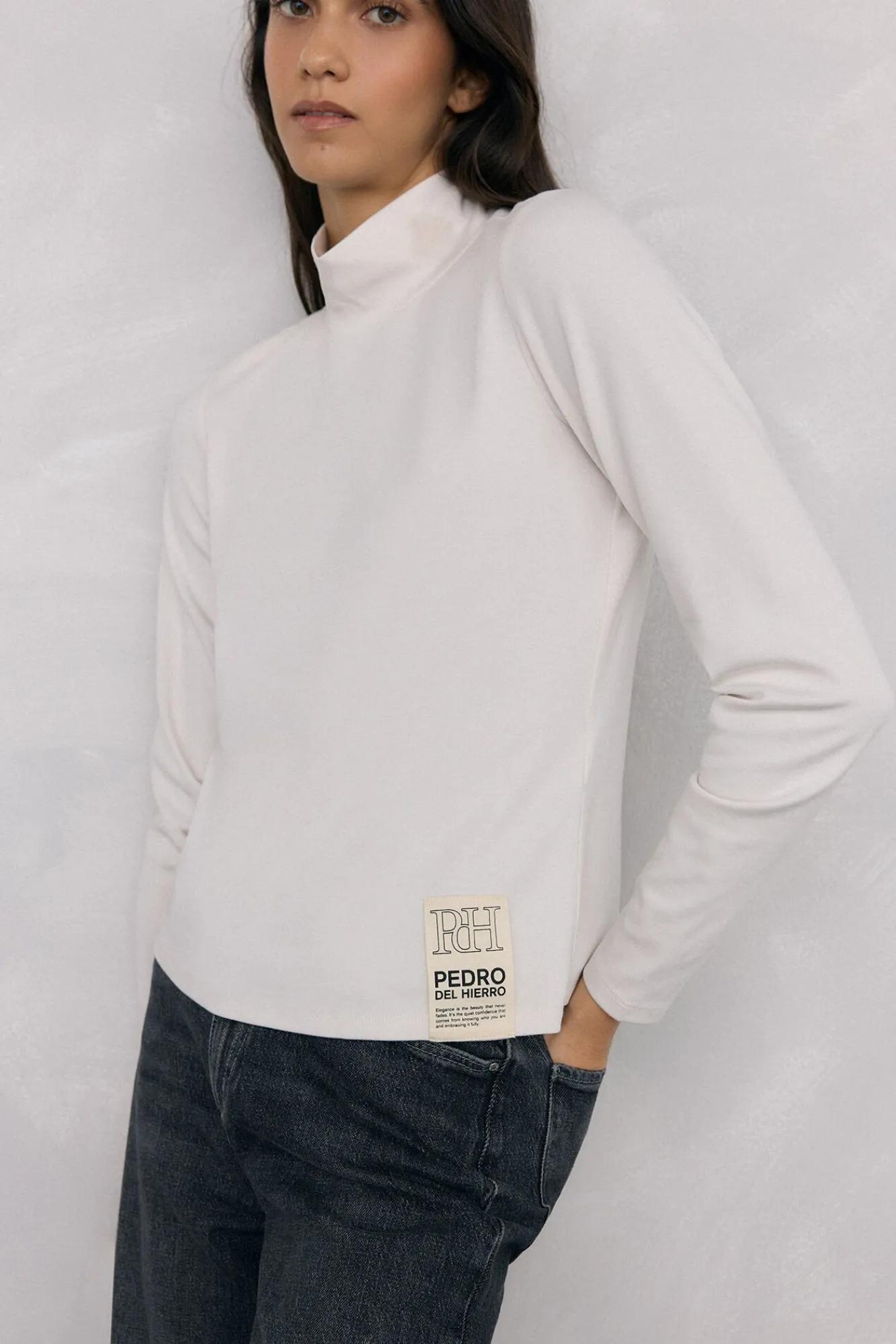 Pedro del Hierro T-Shirts-T-shirt gola alta Branco