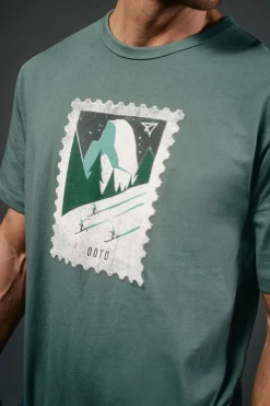 OOTO T-Shirts-T-shirt gráfica lavada Azul