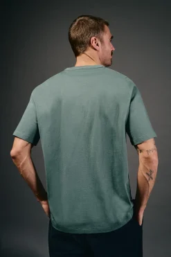 OOTO T-Shirts-T-shirt gráfica lavada Azul