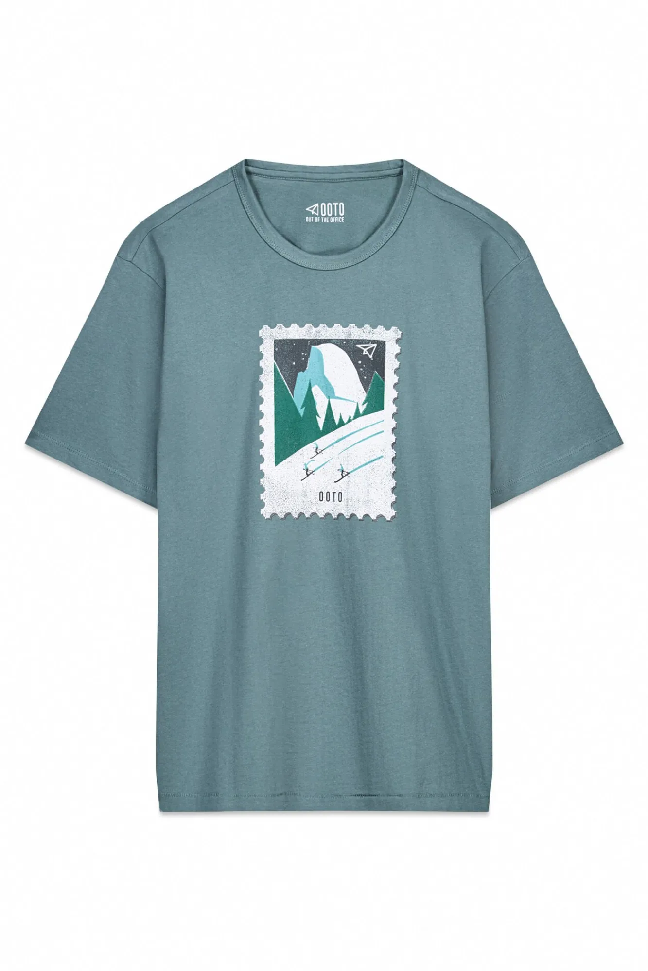 OOTO T-Shirts-T-shirt gráfica lavada Azul