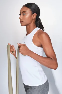 Dash and Stars T-Shirts-T-shirt halter de algodão canelado branco