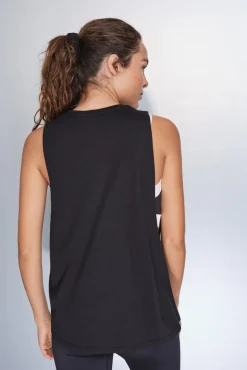 Dash and Stars T-Shirts-T-shirt halter sem mangas de algodão preto