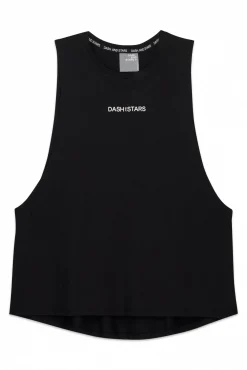 Dash and Stars T-Shirts-T-shirt halter sem mangas de algodão preto