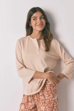 Women'secret T-Shirts-T-shirt laranja 100% algodão com manga ¾ vermelho