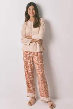 Women'secret T-Shirts-T-shirt laranja 100% algodão com manga ¾ vermelho