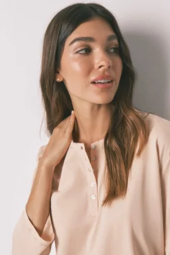 Women'secret T-Shirts-T-shirt laranja 100% algodão com manga ¾ vermelho