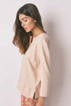 Women'secret T-Shirts-T-shirt laranja 100% algodão com manga ¾ vermelho