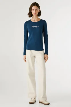 Pepe Jeans T-Shirts-T-shirt manga comprida azul