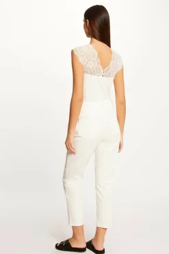 Morgan T-Shirts-T-shirt manga curta com renda Branco