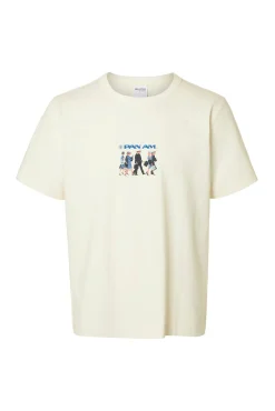 Selected T-Shirts-T-shirt manga em colaboração com a PANAM Branco