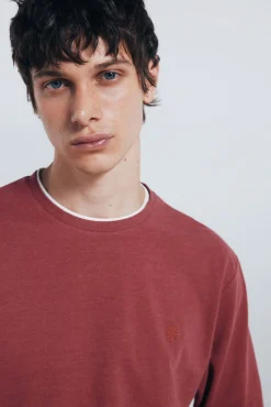 Springfield T-Shirts-T-shirt manga manga dupla mescla rosa