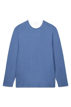 Springfield T-Shirts-T-shirt manga manga dupla mescla azul