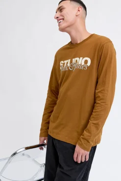 Jack & Jones T-Shirts-T-shirt manga Studio castanho