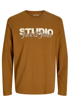 Jack & Jones T-Shirts-T-shirt manga Studio castanho