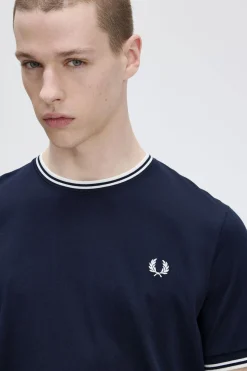 Fred Perry T-Shirts-T-shirt masculina de manga curta Azul