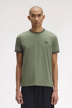Fred Perry T-Shirts-T-shirt masculina de manga curta Verde