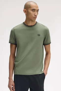 Fred Perry T-Shirts-T-shirt masculina de manga curta Verde