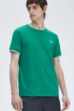 Fred Perry T-Shirts-T-shirt masculina de manga curta Verde