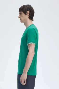Fred Perry T-Shirts-T-shirt masculina de manga curta Verde