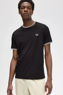 Fred Perry T-Shirts-T-shirt masculina de manga curta Preto
