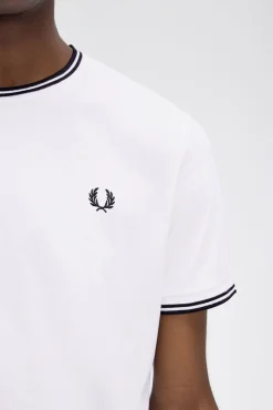 Fred Perry T-Shirts-T-shirt masculina de manga curta Branco