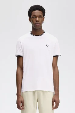 Fred Perry T-Shirts-T-shirt masculina de manga curta Branco