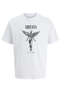 Jack & Jones T-Shirts-T-shirt Nirvana branco