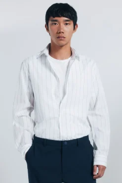 Springfield Camisas-T-shirt popelina riscas azul