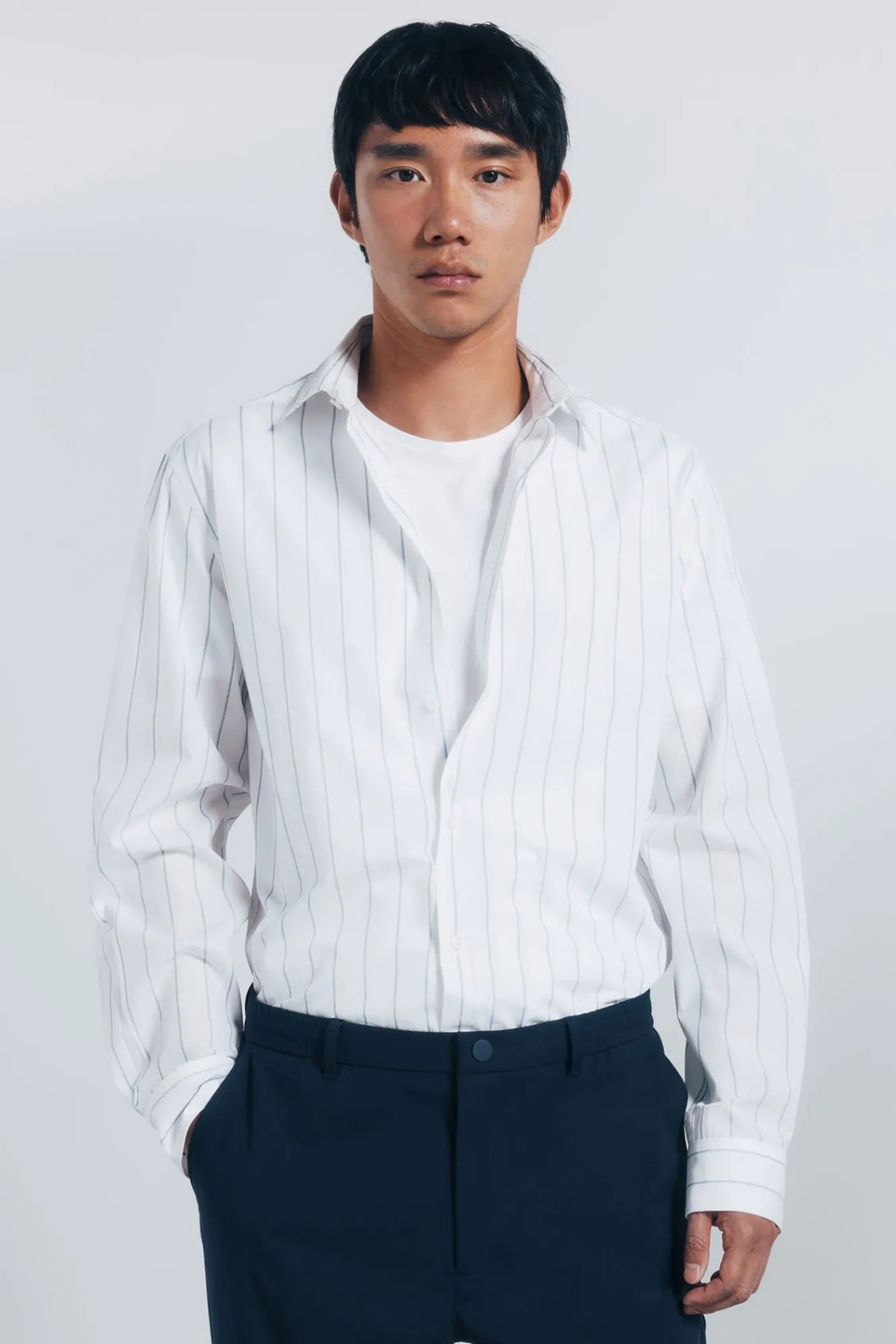 Springfield Camisas-T-shirt popelina riscas azul