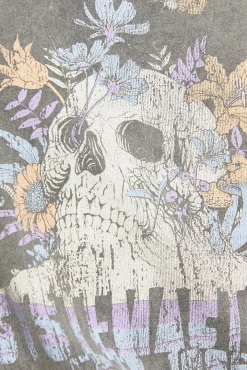 System Action T-Shirts-T-shirt posicional de caveira cinzento