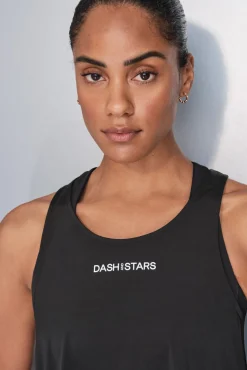Dash and Stars T-Shirts-T-shirt assimétrico halter preto
