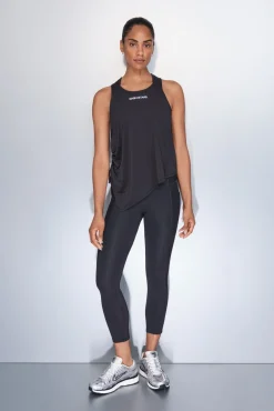 Dash and Stars T-Shirts-T-shirt assimétrico halter preto