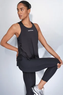 Dash and Stars T-Shirts-T-shirt assimétrico halter preto