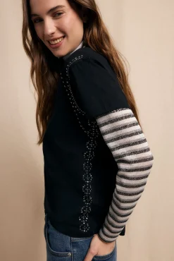 Slowlove T-Shirts-T-shirt rebites Preto