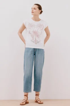 Cortefiel T-Shirts-T-shirt sem mangas estampada Branco