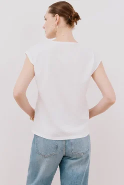 Cortefiel T-Shirts-T-shirt sem mangas estampada Branco