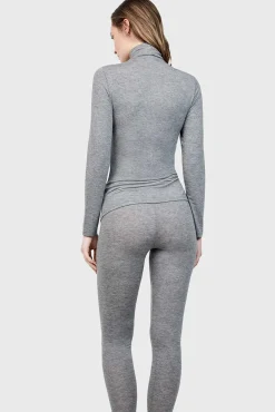 Gisela T-Shirts-T-shirt térmica de gola alta cinzento