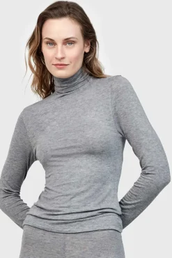 Gisela T-Shirts-T-shirt térmica de gola alta cinzento