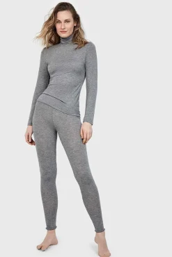 Gisela T-Shirts-T-shirt térmica de gola alta cinzento