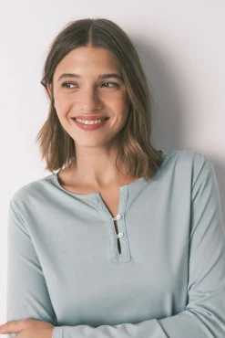 Women'secret T-Shirts-T-shirt 100% algodão de manga manga verde