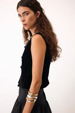 Pedro del Hierro Coletes-Veludo de colete Preto