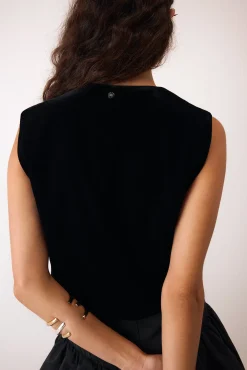 Pedro del Hierro Coletes-Veludo de colete Preto