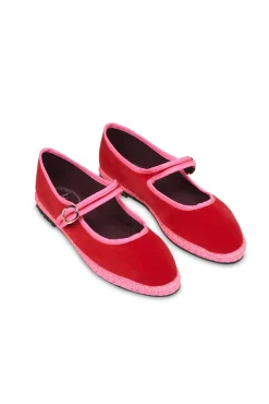 Flabelus Sabrinas|Rasos-Veludo Mary Janes Vermelho