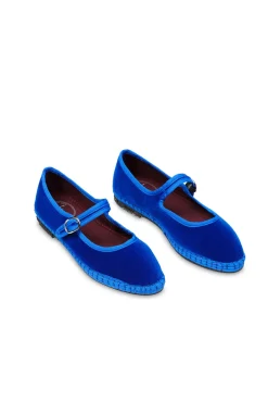 Flabelus Sabrinas|Rasos-Veludo Mary Janes Azul