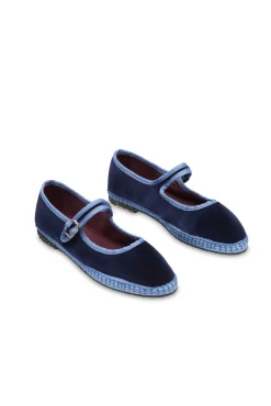 Flabelus Sabrinas|Rasos-Veludo Mary Janes Azul